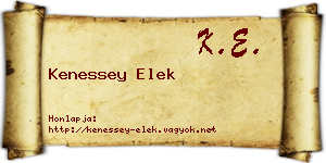 Kenessey Elek névjegykártya